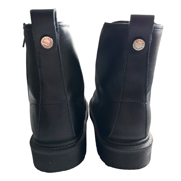 Steve Madden Cole Black Leather Lace-Up Combat Boots Side Zipper Size 10 - Picture 5 of 8